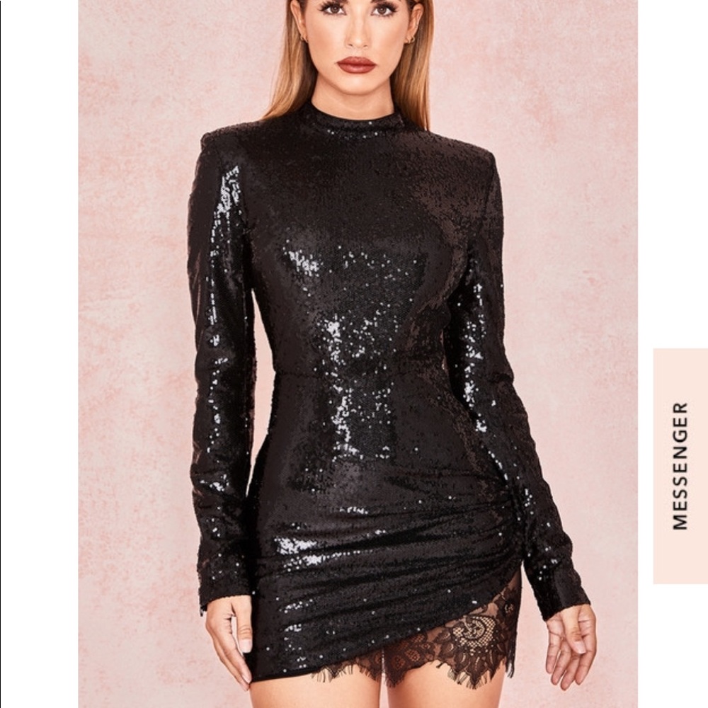 Black sequence mini dress